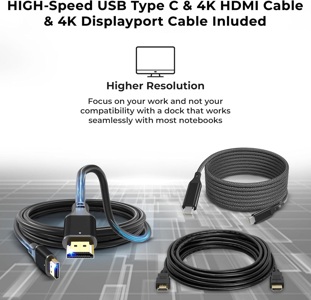 Lenovo 40AN0135US Dock 135W Bundle - Gen 2 Dual UHD 4K Display with 135W Power Adapter + 4K HDMI Cable + 4K DisplayPort Cable + Thunderbolt Cable + Microfiber Cloth - Lenovo Docking Station (Renewed)