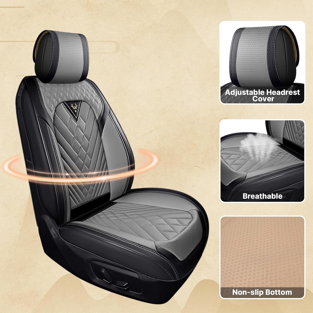 Fit for Ford F250 2011-2026 Seat Covers, Fashion Sport Seat Cover with Waterproof Leather, Airbag Safe Design Seat Protector (5 Front Seat Standard, Black Gray)
