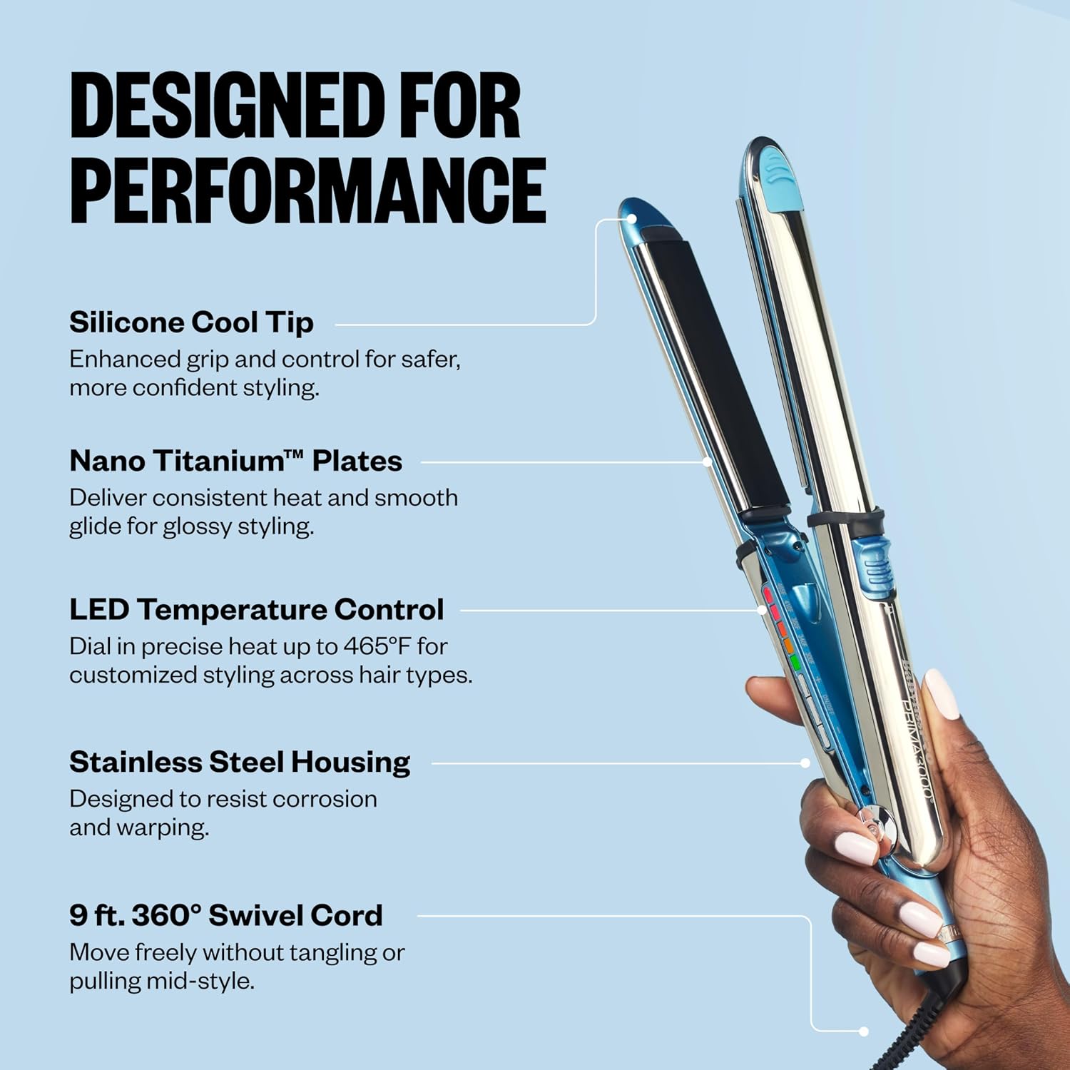 BaBylissPRO Nano Titanium Prima Ionic Hair Straightener – Professional Flat Iron & Curling Iron in One for Stylists, Pro Styling Hair Tool