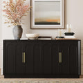 FORTUNETEC Sideboard Buffet Cabinet with Storage, Modern Accent Cabinet with Arched Doors, 67' Large Modular Media Console, Minimalist Credenza for Living Room Kitchen Dining Room Entryway, Black
