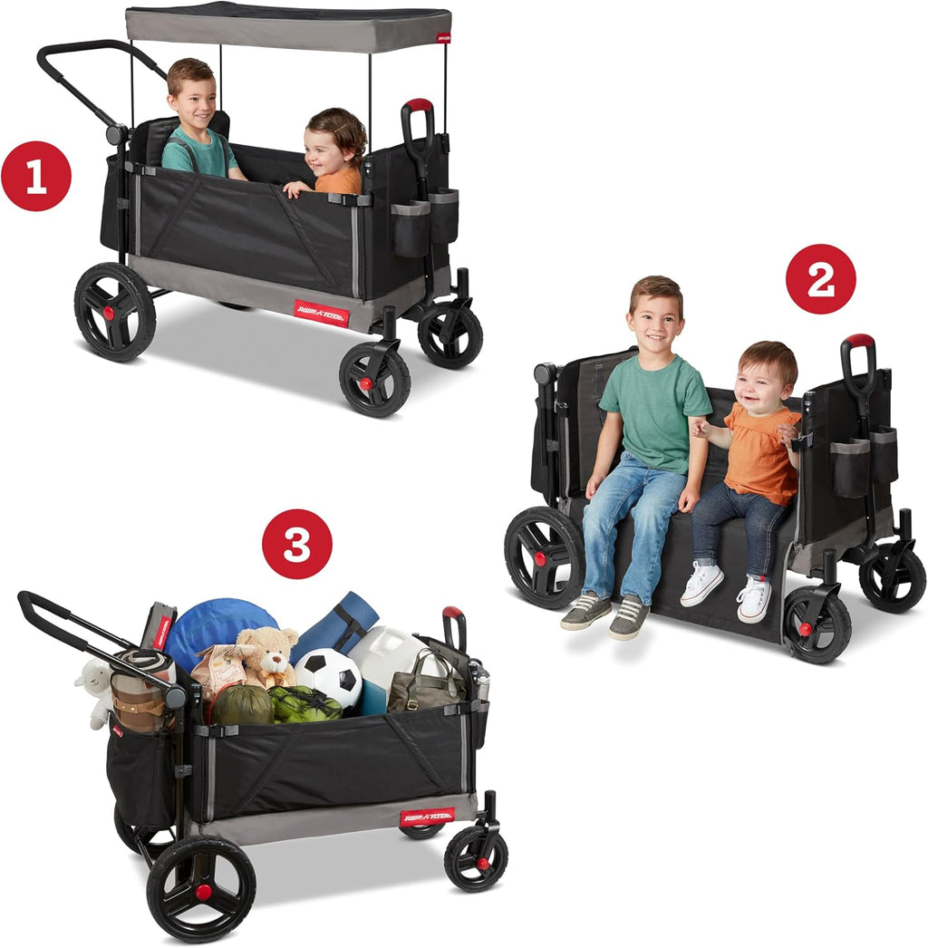 Radio Flyer Wagon for Kids, Baby Stroller, Outside Toys for Toddlers 1-3, Rolling Cart, Beach Cart with Wheels, Trav'ler Stroller Wagon with Protective Cover, for Ages 1+ Years
