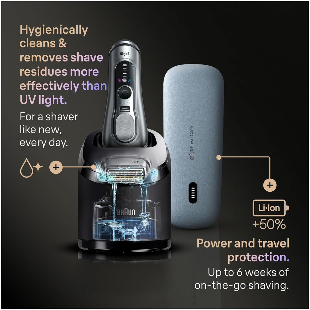 Braun Electric Razor for Men Series 9 PRO+ Electric Foil Shaver with Precision Trimmer, 6in1 SmartCare Center, Travel Powercase, 9677cc