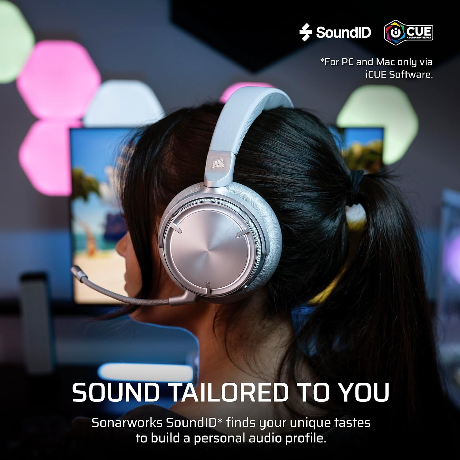 Corsair Virtuoso MAX Wireless Gaming Headset – Dolby Atmos, Active Noise Cancelling, Sonarworks SoundID, Simultaneous 2.4GHz Wireless & Bluetooth, 50mm Graphene Drivers, PC, Mac, PS5/PS4 – Silver