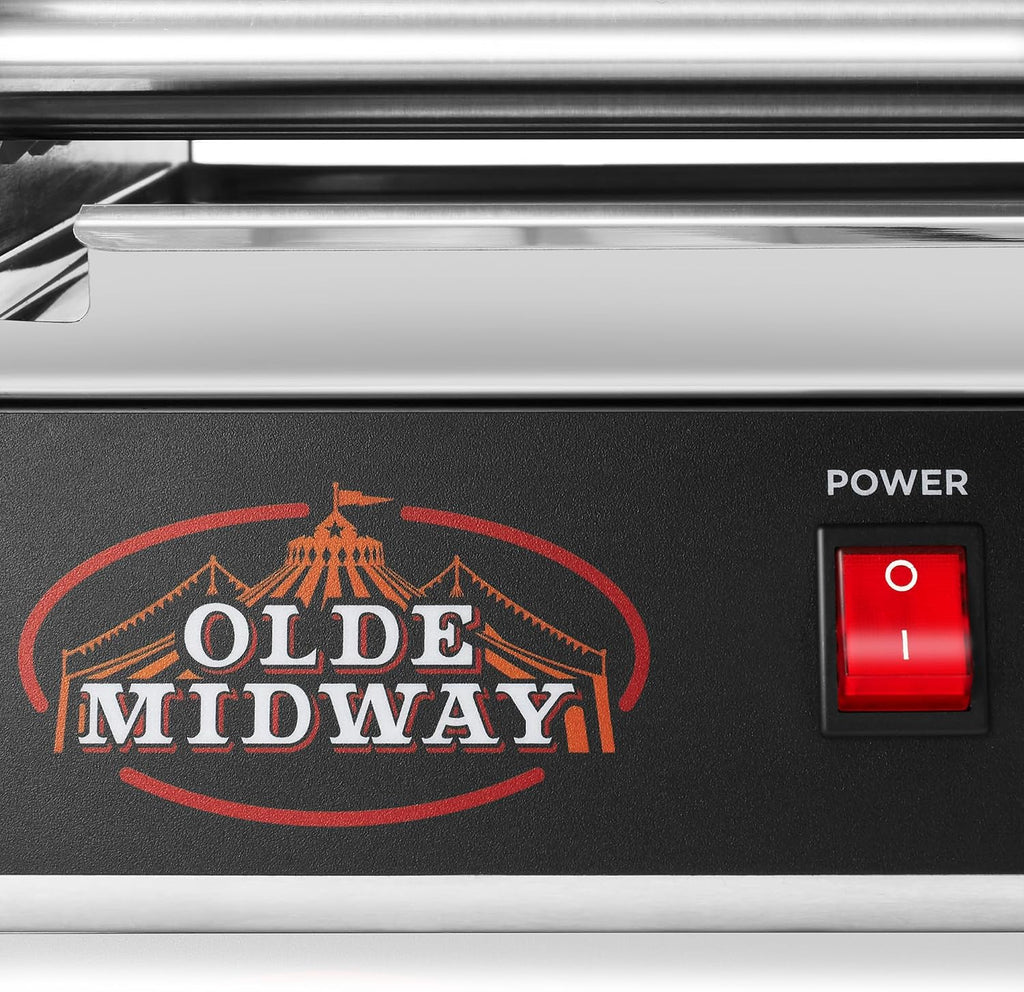 Olde Midway Electric 12 Hot Dog 5 Roller Grill Cooker Machine with Cover 700-Watt - Commercial Grade