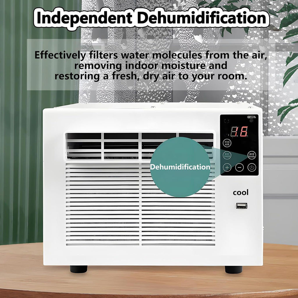 Air Conditioning Unit Portable Quiet Dehumidifier Air Conditioner Small Air Cooler Fan Unit with Remote Control 1-12h timer & LED Light Dormitory Mosquito Net Air Conditi
