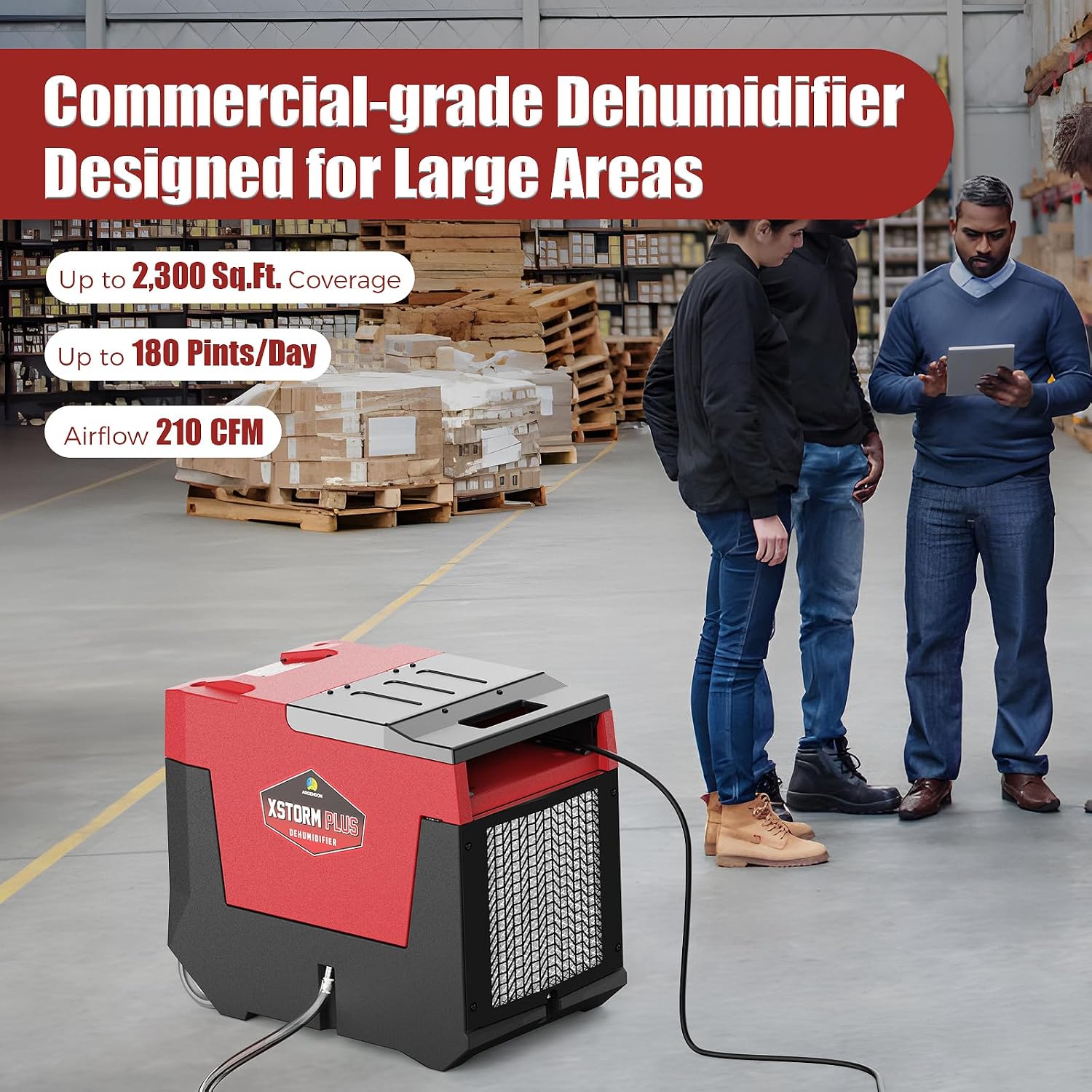 ARGENDON Commercial Dehumidifier with Pump 180PPD Dehumidifier Basement Suit for 2,300 Sq.Ft Space with Drain Hose for Crawl Spaces, Industry Use, Garage, Whole House, limited 5-Year-Warranty