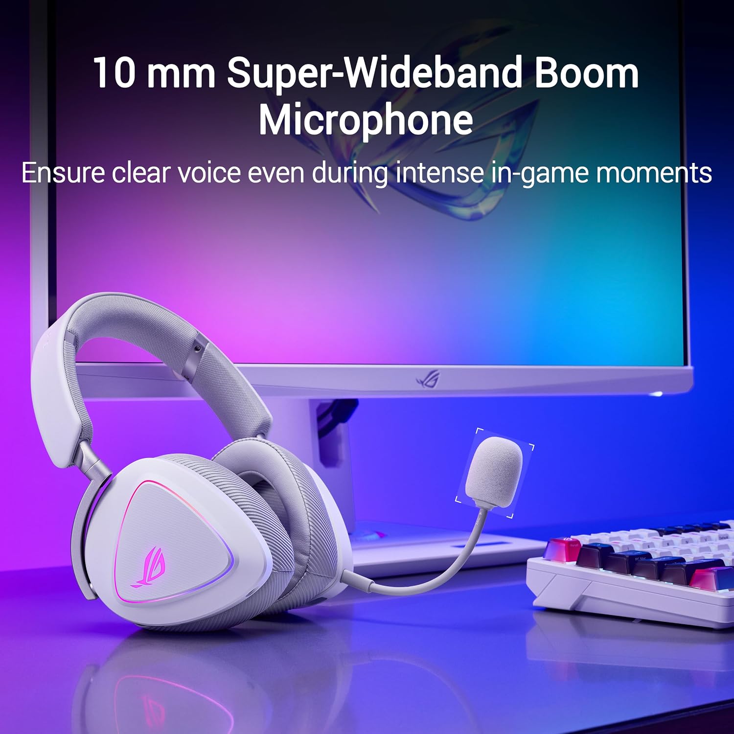 ASUS ROG Delta II Wireless Gaming Headset with Detachable Mic – Tri-Mode (BT, 2.4GHz, 3.5mm), 50mm Titanium-Plated Drivers, 110Hr Battery, Lightweight, for PC, PS5, PS4, Xbox, Switch, Mobile - White