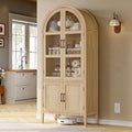 ONBRILL 71' Tall Arched Cabinet, 5-Tier Arched Kitchen Pantry with Glass Doors & Shelves, Modern Display Storage Cabinets with Adjustable Feet, Wooden Pantry Cabinet for Living Room, Dining Room