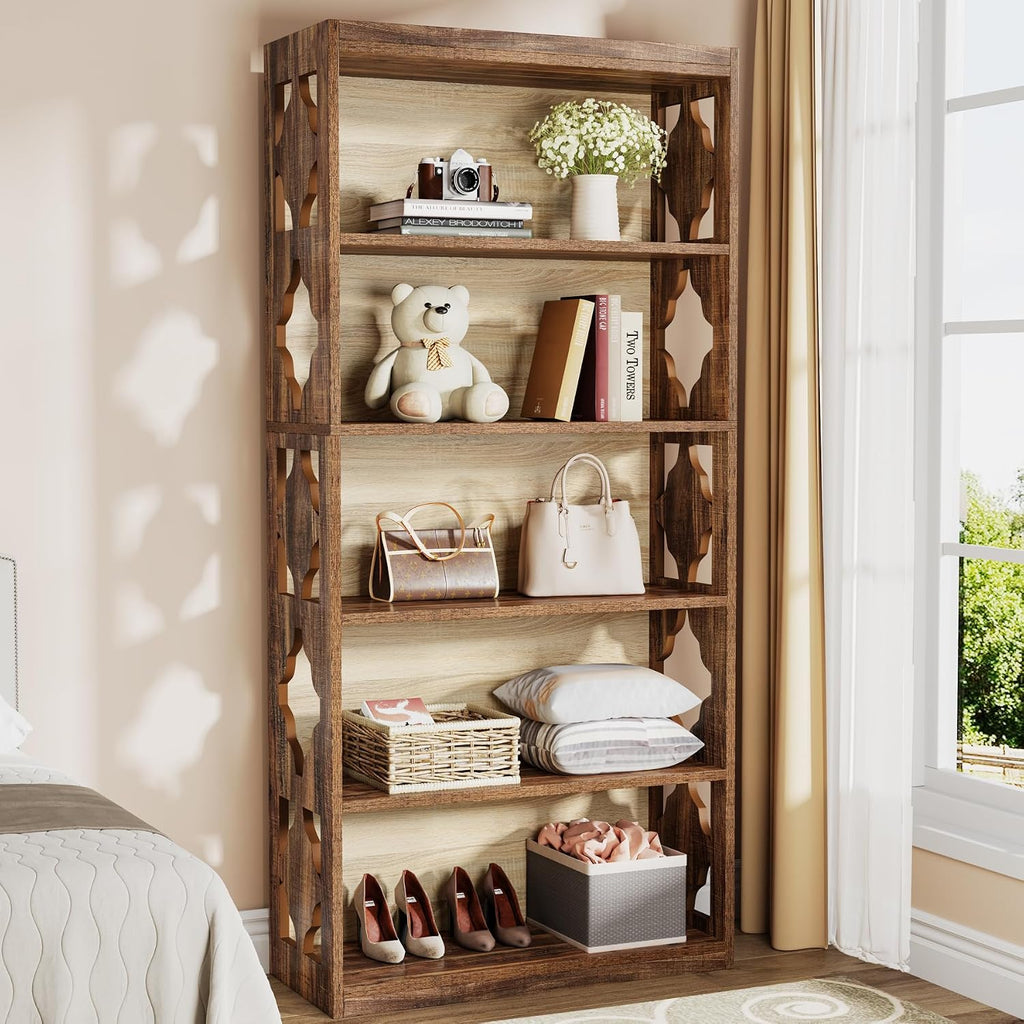 Tribesigns 6-Tier Bookcase, 70-Inch Tall Freestanding Bookshelf with Storage Shelves, Open Bookcase Wood Display Shelving Unit for Living Room Bedroom