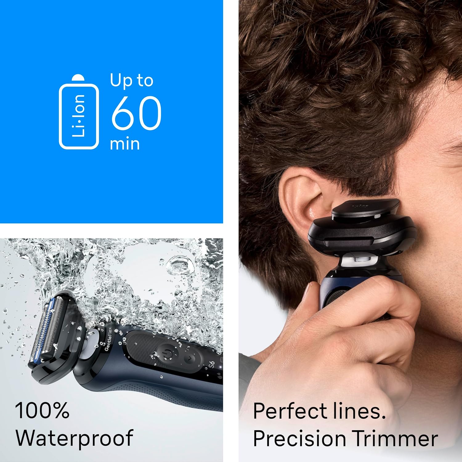 Braun Electric Razor for Men Series 6 with Precision Trimmer, Extra Shaver Head, 4-in-1 Clean & Charge Center, Travel Case, S6 6177ps
