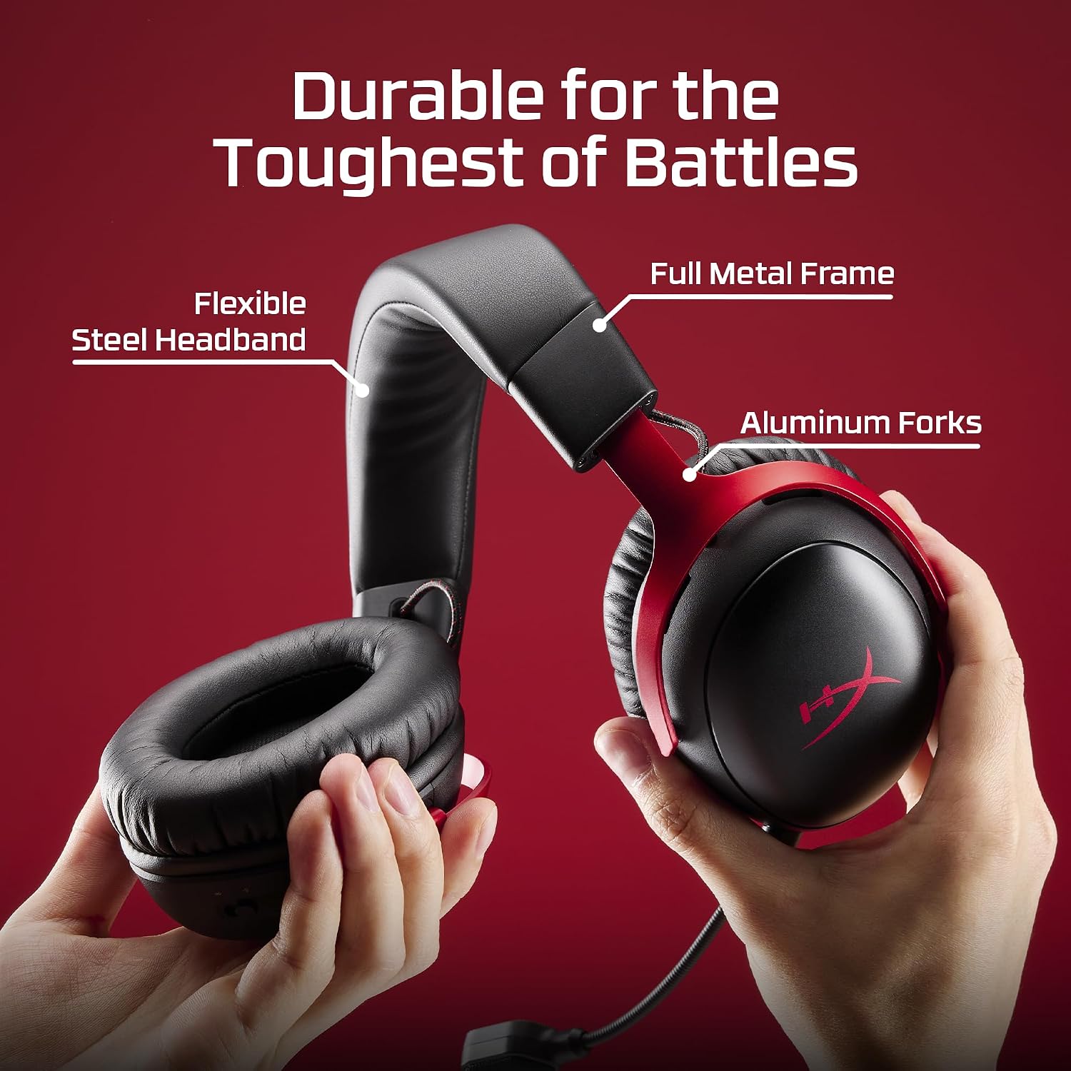 HyperX Cloud III S – Wireless Gaming Headset, 2.4GHz, Bluetooth, Battery Life up to 120 Hours 2.4GHz / 200 Hours Bluetooth, 53mm Angled Drivers, 10mm Detachable Mic, Customizable – Black/Red