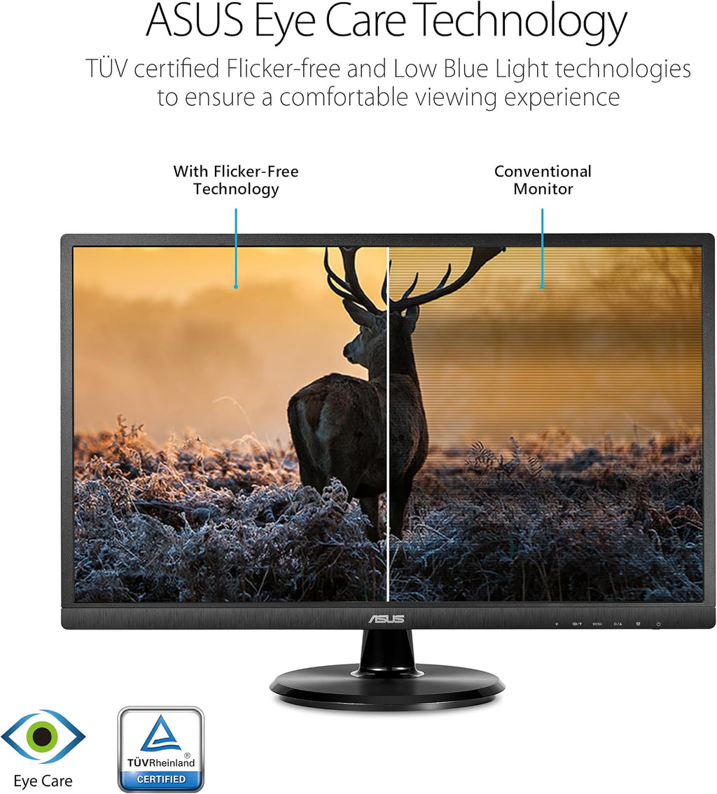 ASUS 23.8' Full HD Computer Monitor, 1080p, HDMI, VGA, Eye Care, 178° Wide Viewing Angle - VA249HE, Black