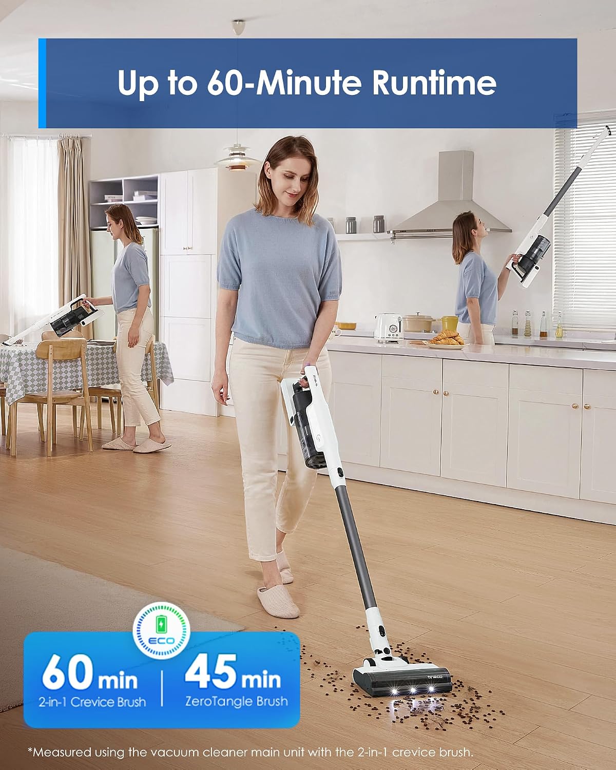 Tineco A30S Cordless Vacuum Cleaner, 160W Suction, 60Min Runtime, 1L Larger Dustbin, ZeroTangle Brush, PureCyclone Tech, Stick Vacuum Cleaner for Pet Hair, Carpet & Hard Floor