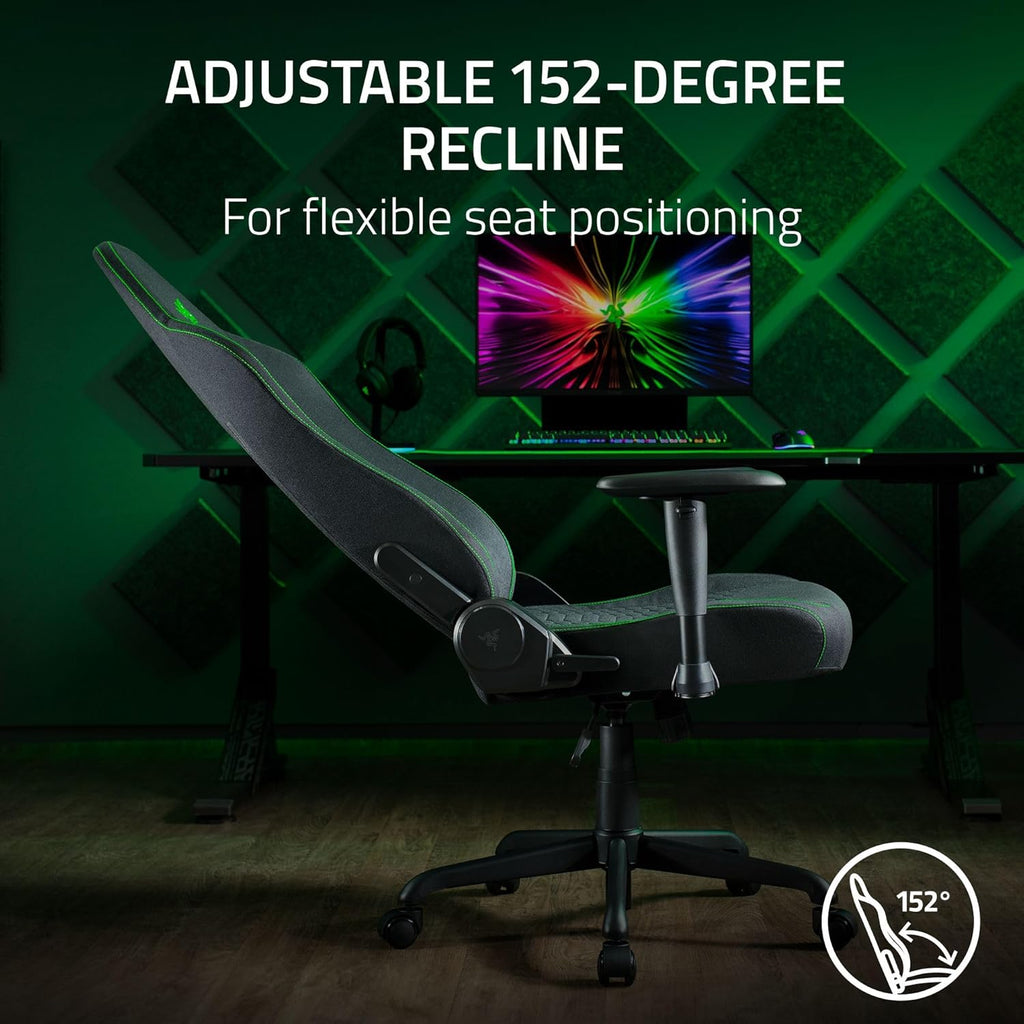 Razer Iskur V2 X Ergonomic Gaming Chair: Built-in Lumbar Support - Widened Seat Base - High Density Foam Cushions - Adjustable 152 Degree Recline - 2D Armrests - Plush Fabric Finish - Black