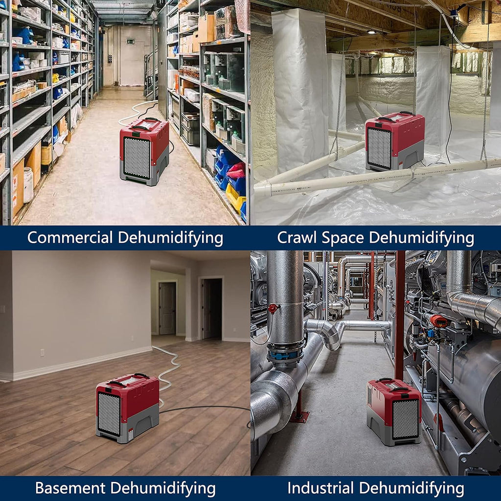 ALORAIR Commercial Dehumidifier with Pump Drain Hose, 180 Pint Large Capacity Crawl Space Dehumidifier for Water Damage Restoration, Basement Warehouse, 5 Years Limited Warranty, (Pack of 4)