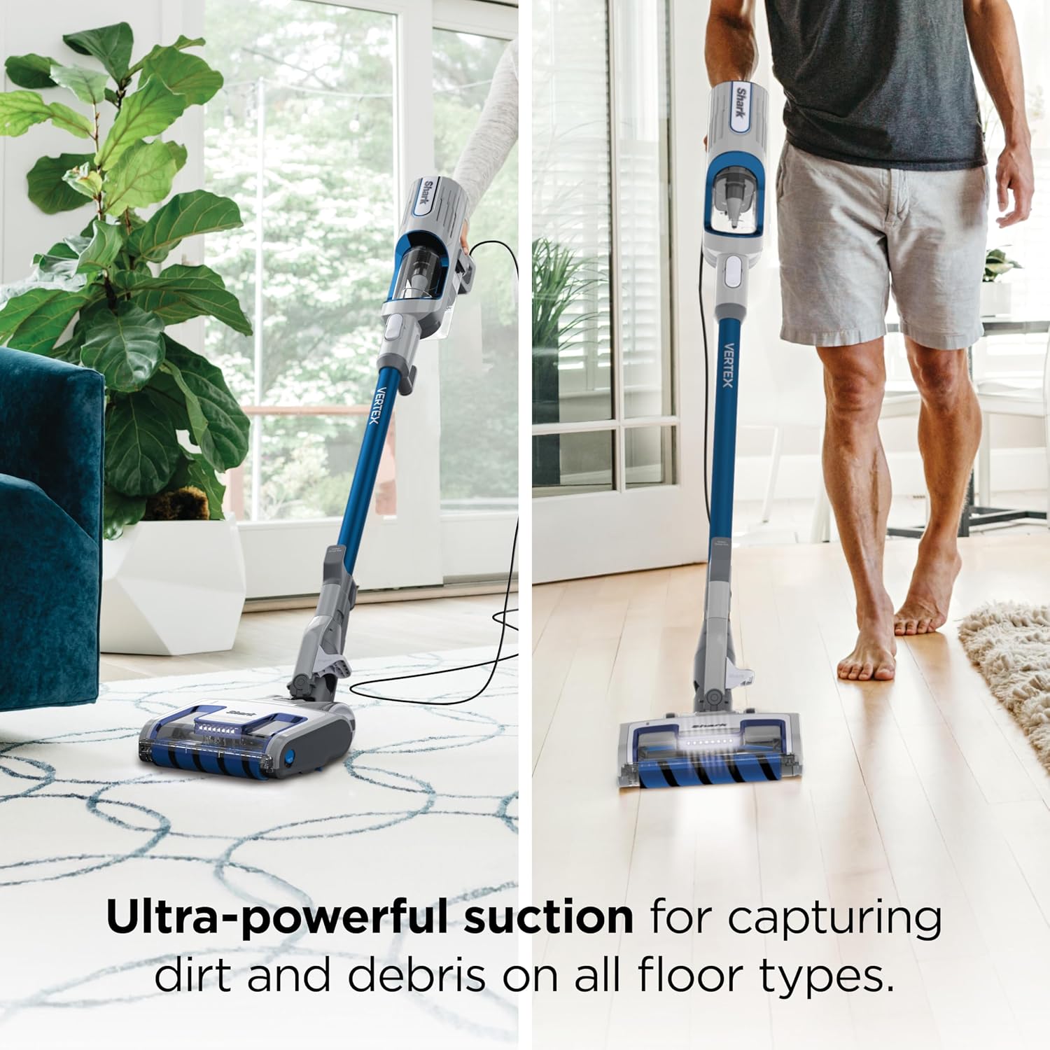 Shark | Corded Stick Vacuum Cleaner | Vertex Ultralight | Removable Handheld Vacuum | Pet Hair Vacuum for Carpet and Hard Floor | Powerful Suction | No Hair Wrap | 3 Attachments Included | HZ2002