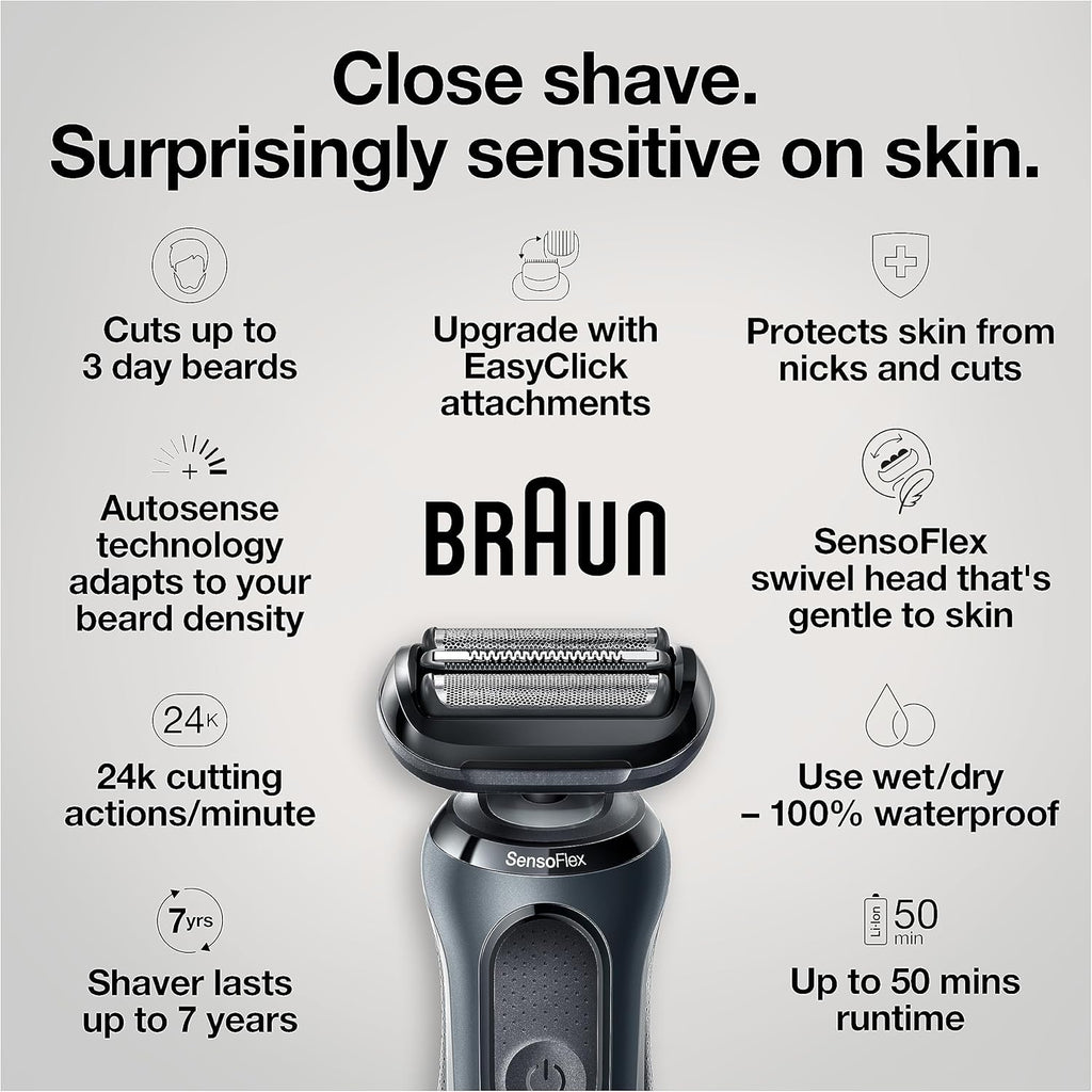 Braun Series 6 6046cs Electric Razor for Men, Wet & Dry, Electric Razor, Rechargeable, Cordless Foil Shaver with Charging Stand, Travel Case and Precision Trimmer, Black