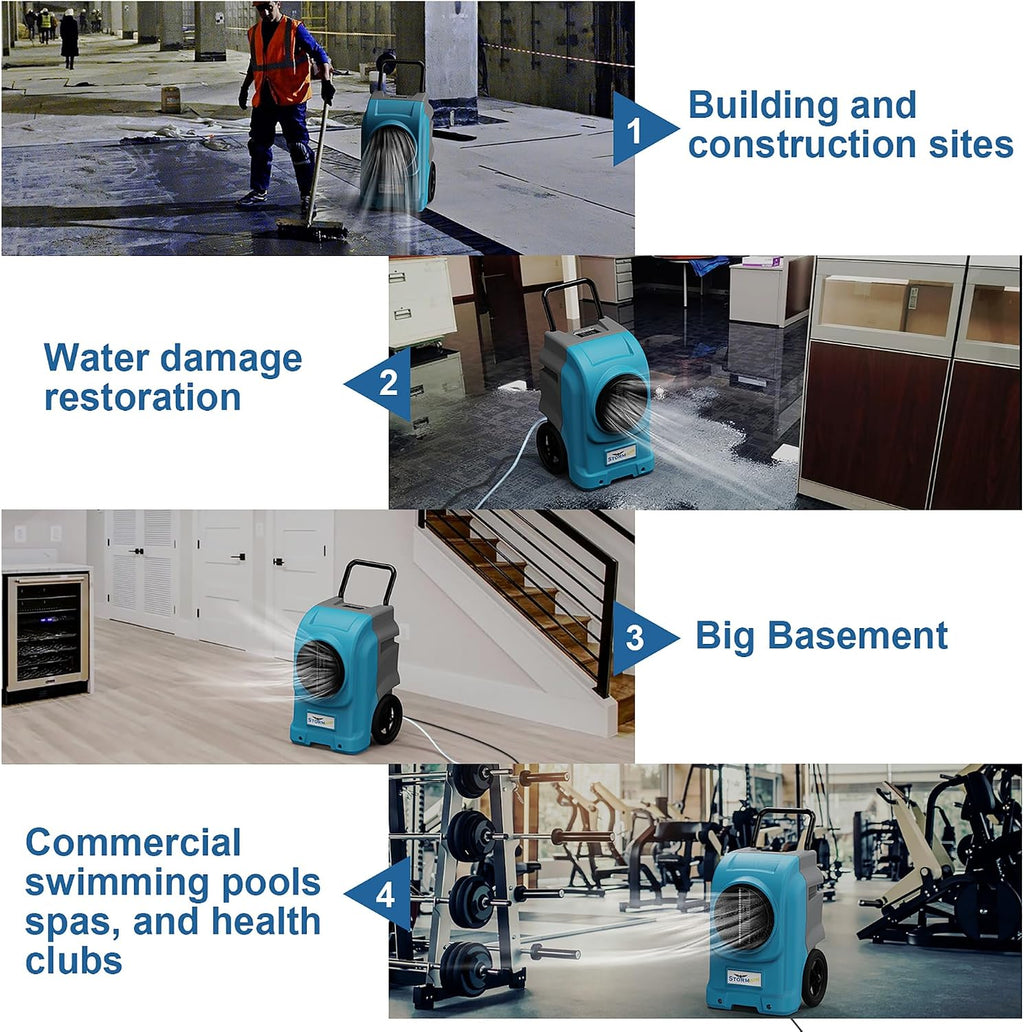 ALORAIR 270 Pints Commercial Dehumidifiers Smart Wi-Fi with Pump, Up to 3,000 Sq.Ft Coverage for Large Room or Basements, Industrial Dehumidifier with Drain Hose, 5 Years Limited Warranty