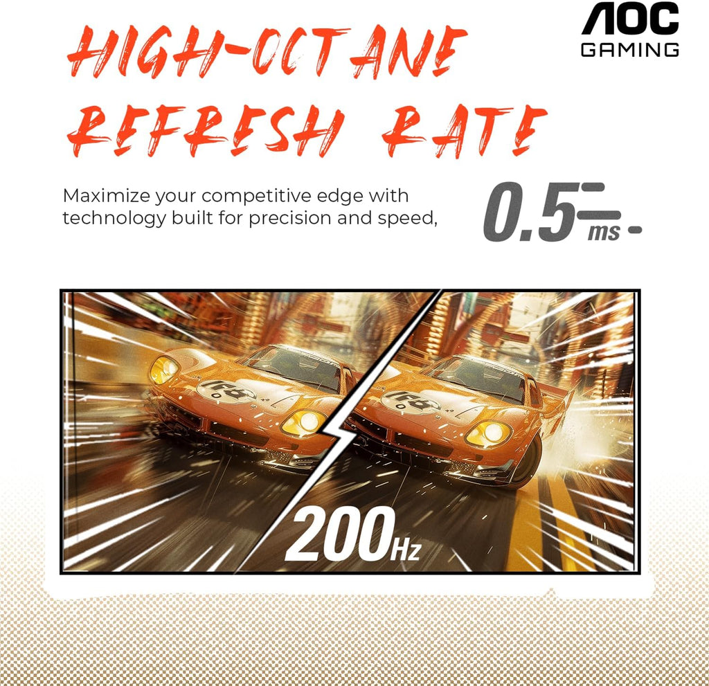 AOC C27G4H2 27' Curved Gaming Monitor, FHD 1920x1080, 1500R, 200Hz Refresh Rate, 0.3ms Response Time, Height Adjustable, Black, Xbox PS5 Switch Compatible