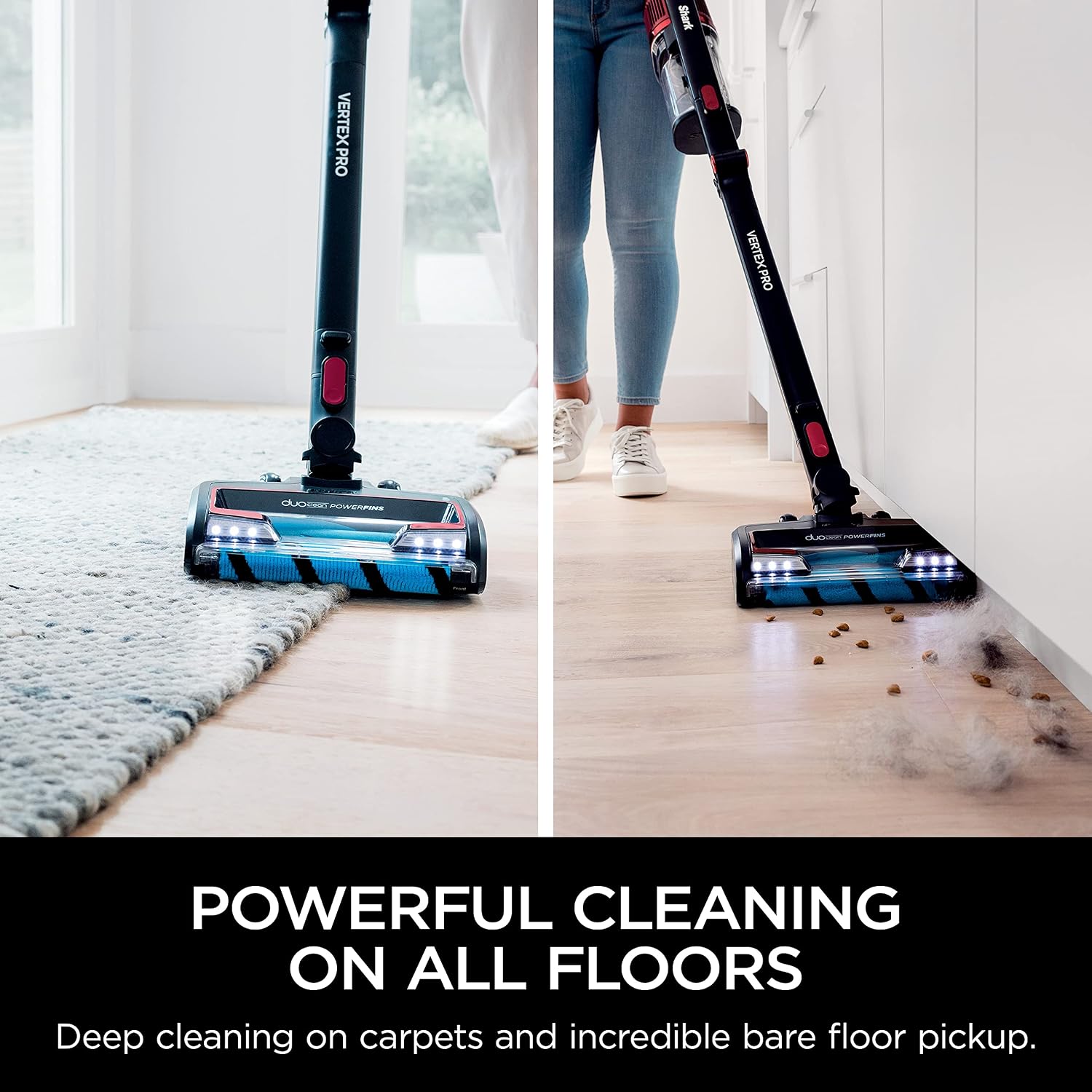 Shark Cordless Vertex Pro Lightweight Cordless Stick Vacuum with DuoClean PowerFins, HEPA Fitler, Anti-Allergen Complete Seal, LED Headlights, For Carpets & Hardfloors, Red, IZ662H