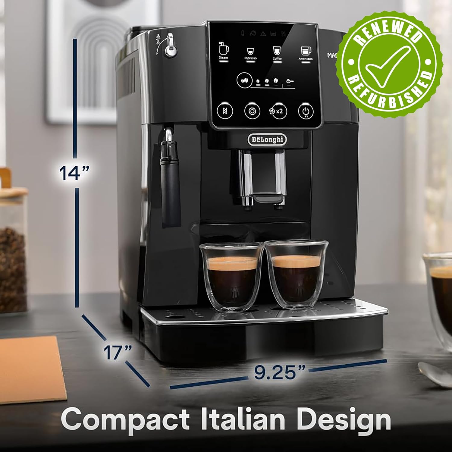 De'Longhi Magnifica Start Automatic Espresso Machine with Manual Frother, Black, ECAM22022SB (Renewed)
