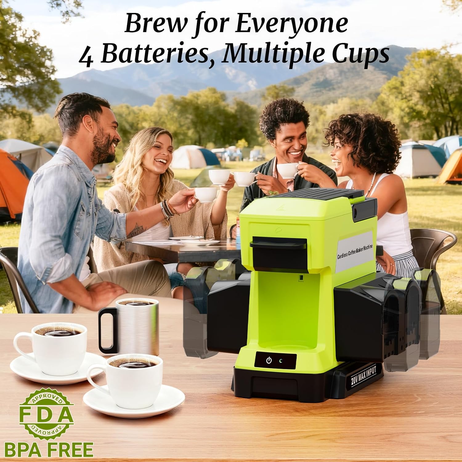 Cordless Coffee Maker for Ryobi 18V Battery, 3 Brewing Options Drip Coffee Maker with Coffee Grinder, Portable Single Serve Coffee Makers for Camping, Travel, and Jobsite. (Tool Only)