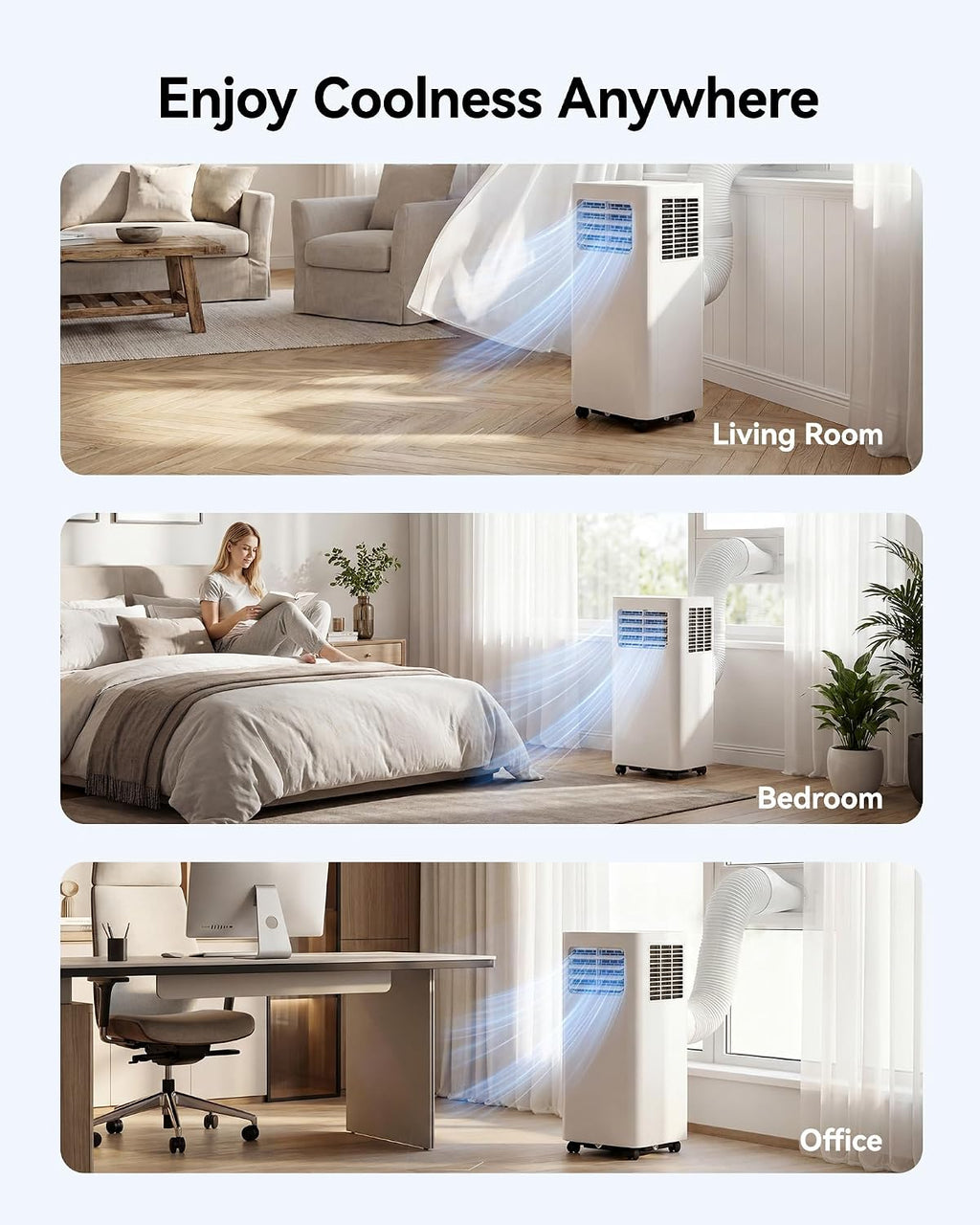 Portable Air Conditioners 12,000 BTU, 3-in-1 Portable Air Conditioner for Rooms Up to 600 sq.ft. with Cool, Fan, Dehumidifier, Sleep, 24H Timer, Portable AC Unit with App/WiFi/Remote for Bedroom