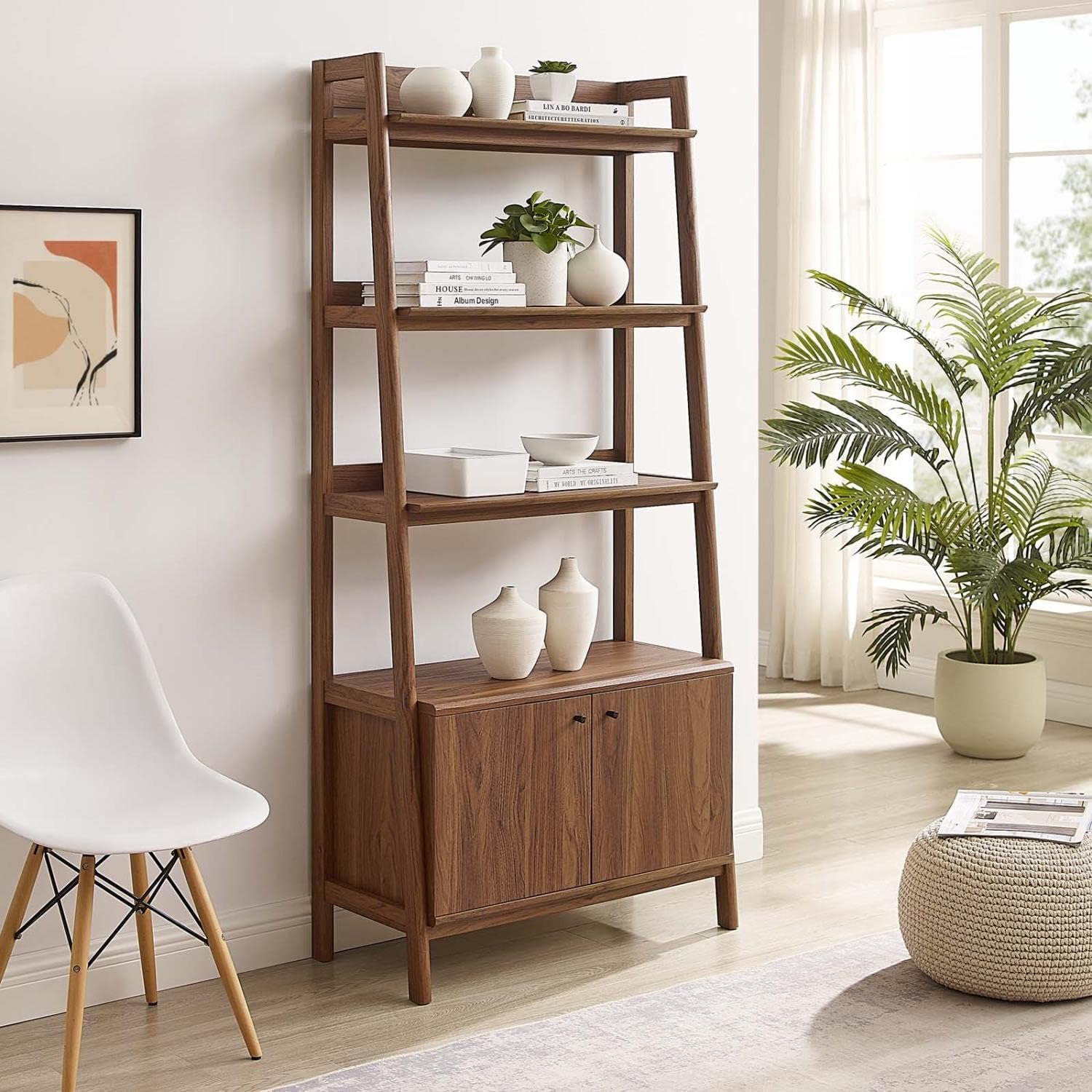 Modway 33' Bookshelf Display Case in Walnut