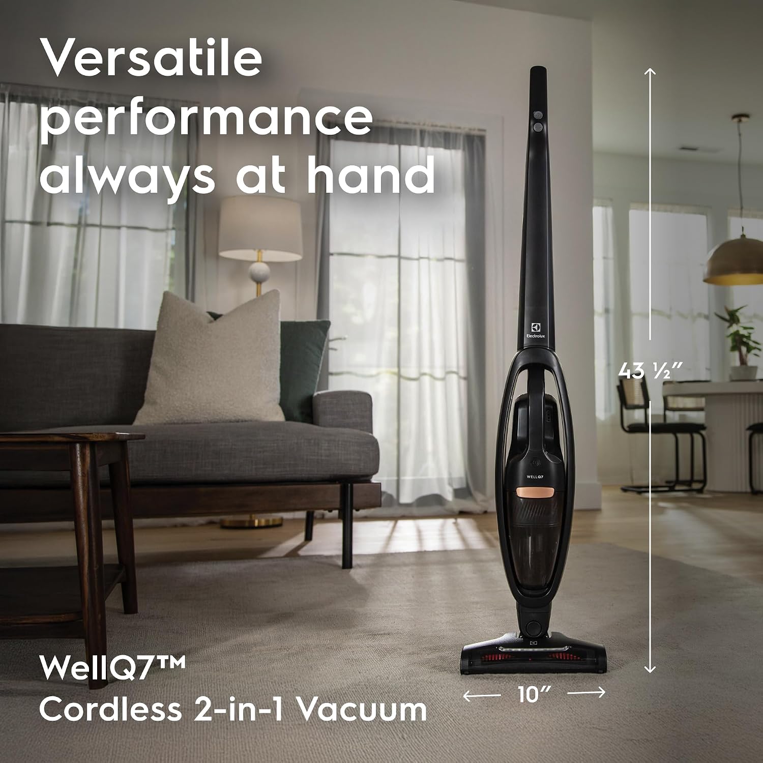 Electrolux WellQ7 Cordless 2-in-1 Vacuum with High Suction Power and 5-Step Filtration System, 50-Minute Run Time, 2 Power Modes, Granite Gray