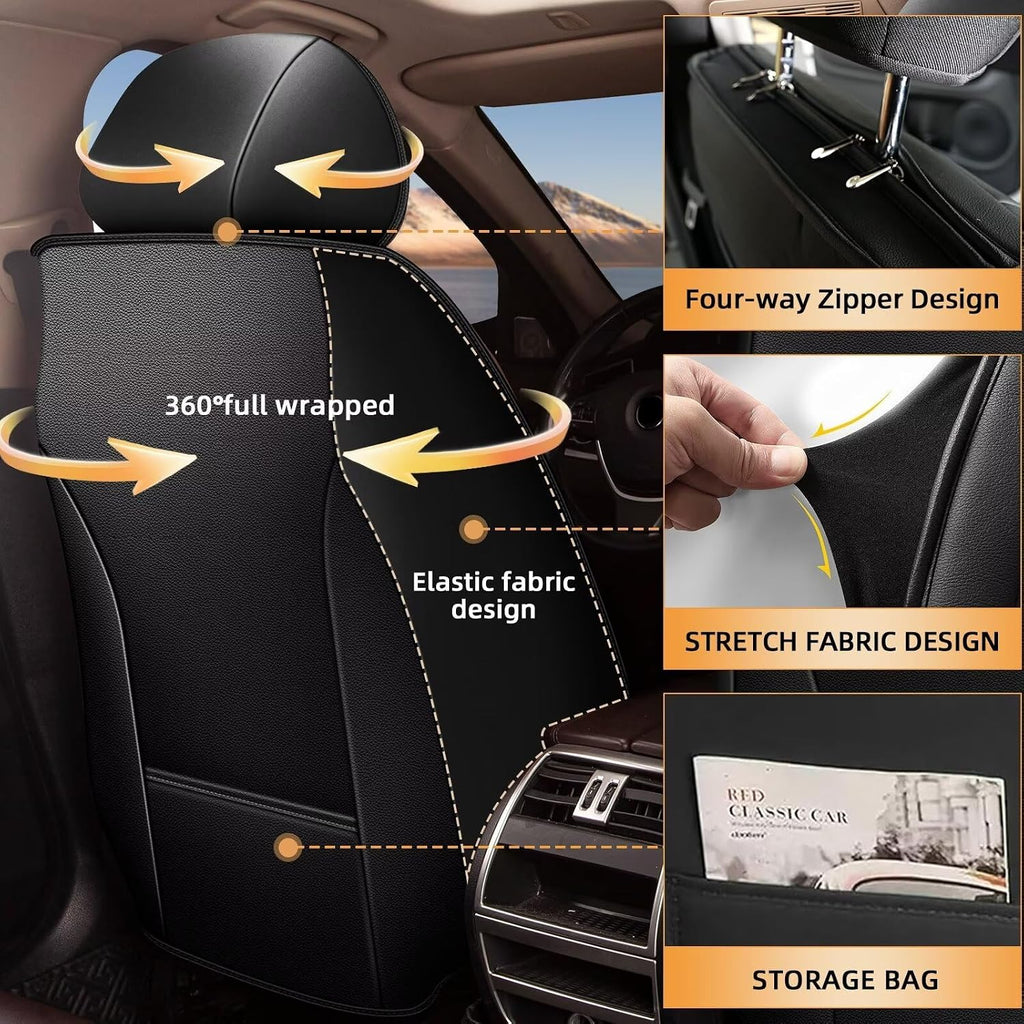 IKABEVEM Car Seat Covers Fit for BMW X2 2018-2024 2025 - Waterproof Leather Seat Covers - Compatible Airbag with Lumbar Support(2 Front Seat Covers, Black & Grey)