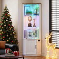 HNEBC 69' Tall Curio Display Cabinet with Glass Door and Movable Shelves,Corner Bookcase with LED Human Sensor Lights,5-Tier RGB Display Case for Collectibles,Bedroom Living Room