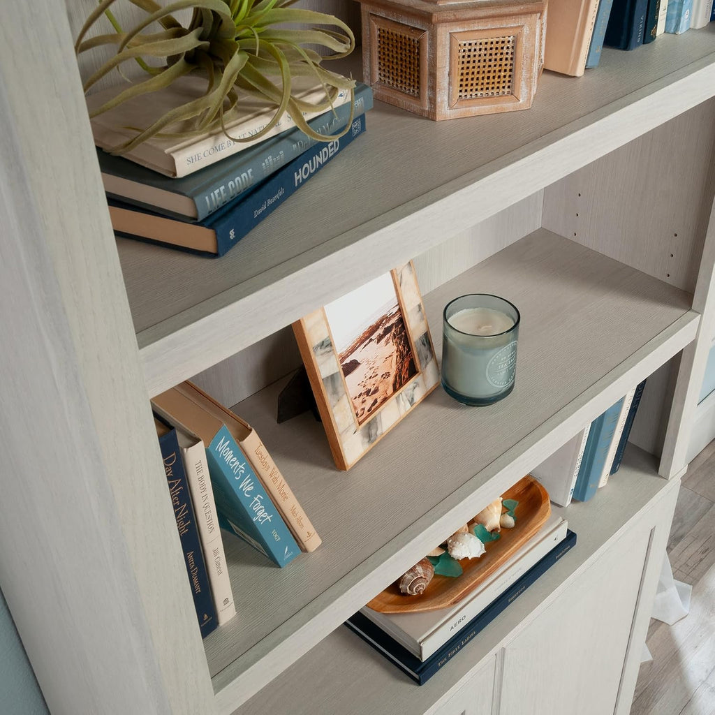 Sauder Miscellaneous Storage 5-Shelf/Book Shelf 2-Door Bookcase, Glacier Oak Finish