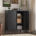 YAUWOH Metal Locker Storage Cabinet with 2 Doors and 4 Shelves，39.96' Tall Steel Office Cabinet,Bathroom Floor Locker，for Office,Home,Garage,Gym,School (Black)