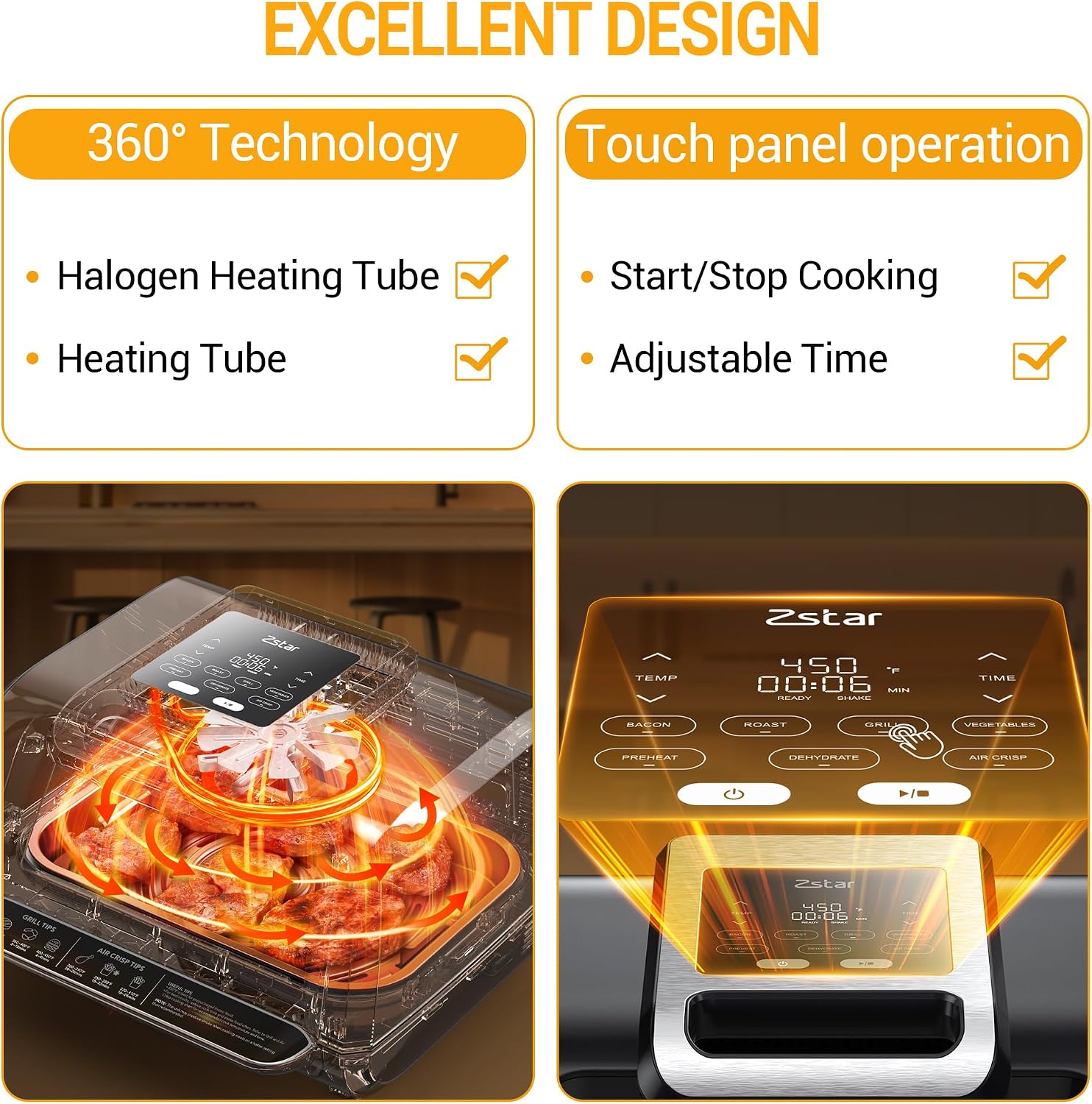GarveeTech Smokeless Indoor Electric Grill with Viewing Window, 1750W 7-in-1 Air Fryer Oven, Grill, Bake, Roast & Dehydrate at Home – Up to 450°f