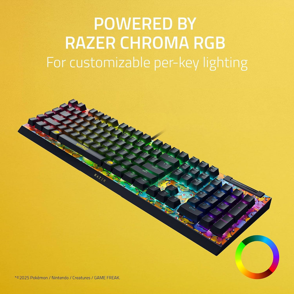 Razer BlackWidow V4 X Mechanical Gaming Keyboard: Green Switches Tactile & Clicky - 6 Macro Keys - Chroma RGB - Doubleshot ABS Keycaps - Sound Dampening & Stabilizers - Pokémon Edition