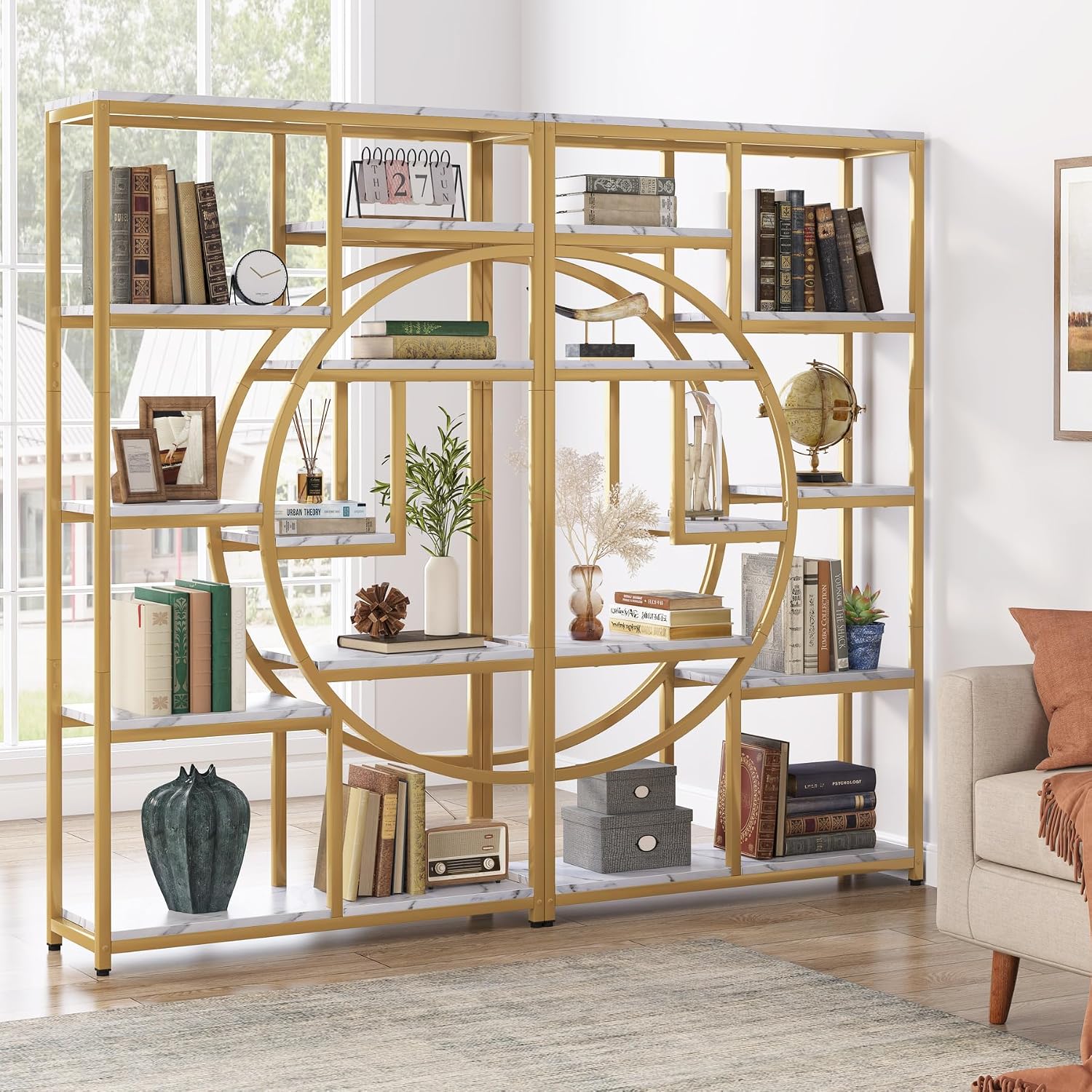 Tribesigns Bookshelf Industrial 5 Tier Etagere Bookcase, Freestanding Tall Bookshelves Display Shelf Storage Organizer with 9-Open Storage Shelf for Living Room, Bedroom