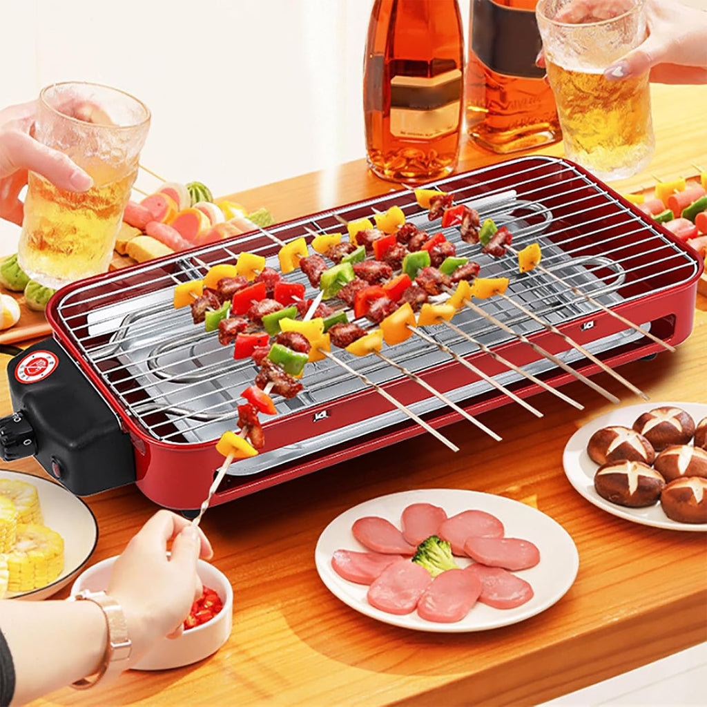 ERICAT Smokeless Indoor Grill, Electric Smokeless Rack with Non-Slip Feet, Non-Stick Cooking Surface and 5 Gear Adjustable Temperature Knob,Even Heating and Detachable Washable, for Bonfire, Patio