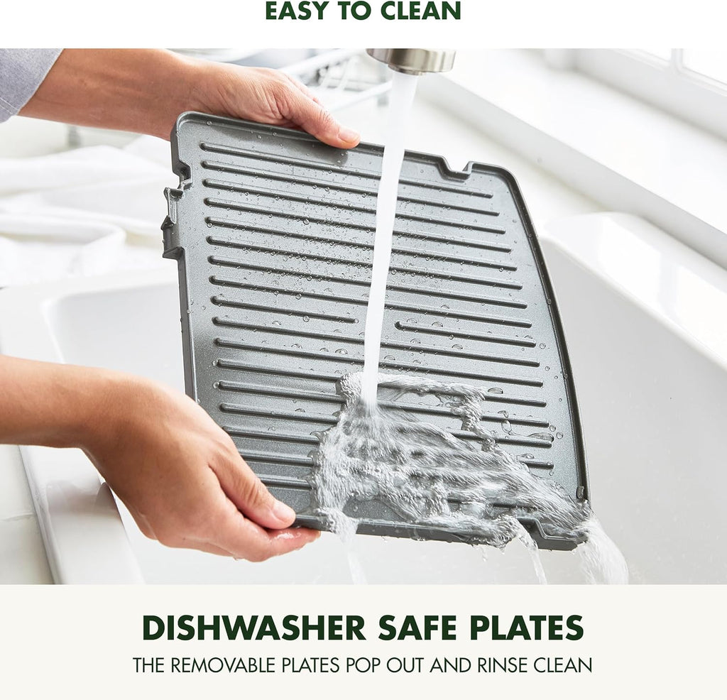 GreenPan Elite 7-in-1 Multi-Function Contact Grill & Griddle, Healthy Ceramic Nonstick Reversible Plates, Adjustable Shade & Shear, Closed Press/Open Flat Surface, PFAS-Free, Cream White