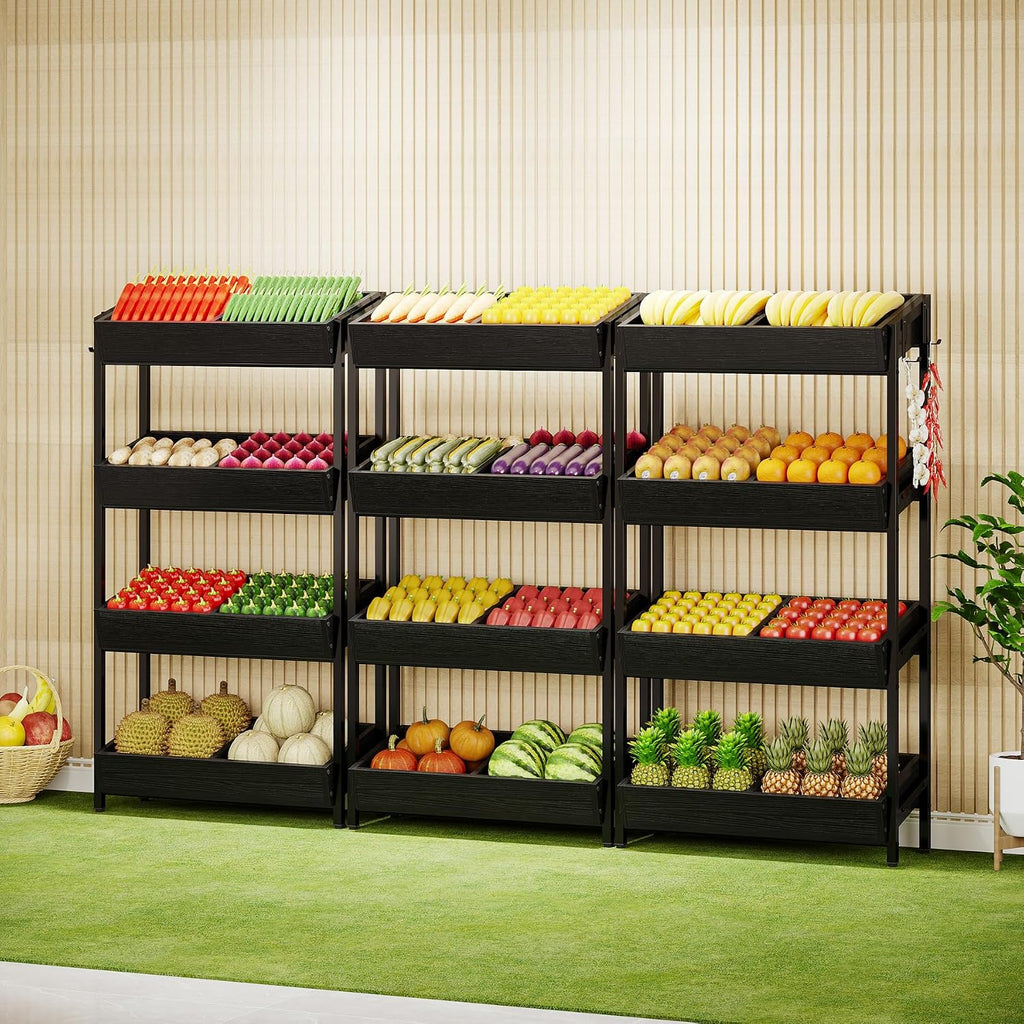 Tribesigns 4-Tier Retail Snack Display Shelf, Snack Rack Display Stand with 4 Hooks, Retail Shelves Racks for Vendors, Store, Supermarket and Home Kitchen