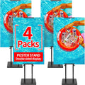 4-Pack Poster Stand - Heavy Duty, Double-Sided, Adjustable Height Up to 80 inches, Outdoor Banner Stand - Black