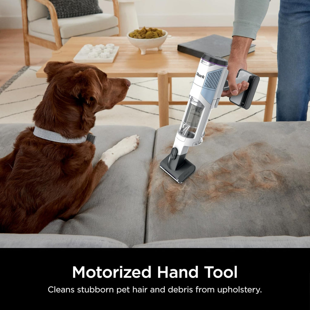 Shark Detect Clean & Empty | Lightweight Cordless Vacuum Cleaner with Auto-Empty System | HEPA Filter, Portable Handheld Attachment, Powerfins Brushroll | Cloudy Blue | IW4624