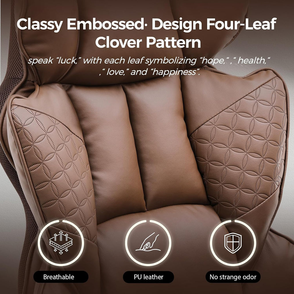 COMHOMA Big and Tall Office Chair Heavy Duty Wide Ergonomic Gaming Chair with Deluxe Embossing Designed Leather with Foot Rest,150°Reclining Adjustable Armrests Pocket Spring Back Support and Pillow