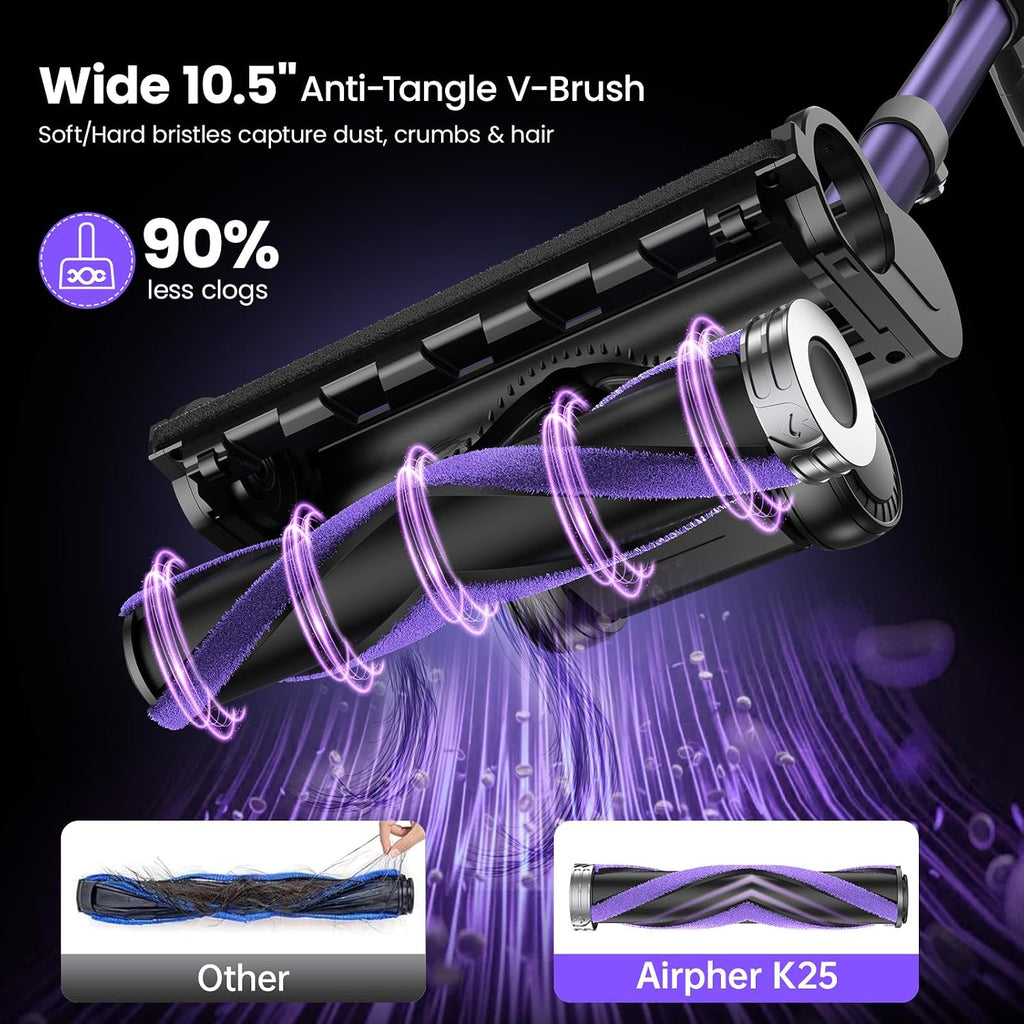 Cordless Vacuum Cleaner,600W 65KPA Dual Motor Vacuum for Home with AI Auto Suction,70Min Runtime,Stick Vacuums with Self-Standing Design,LED Headlights for Carpet,Hardwood Floors,Pet Hair,Tile