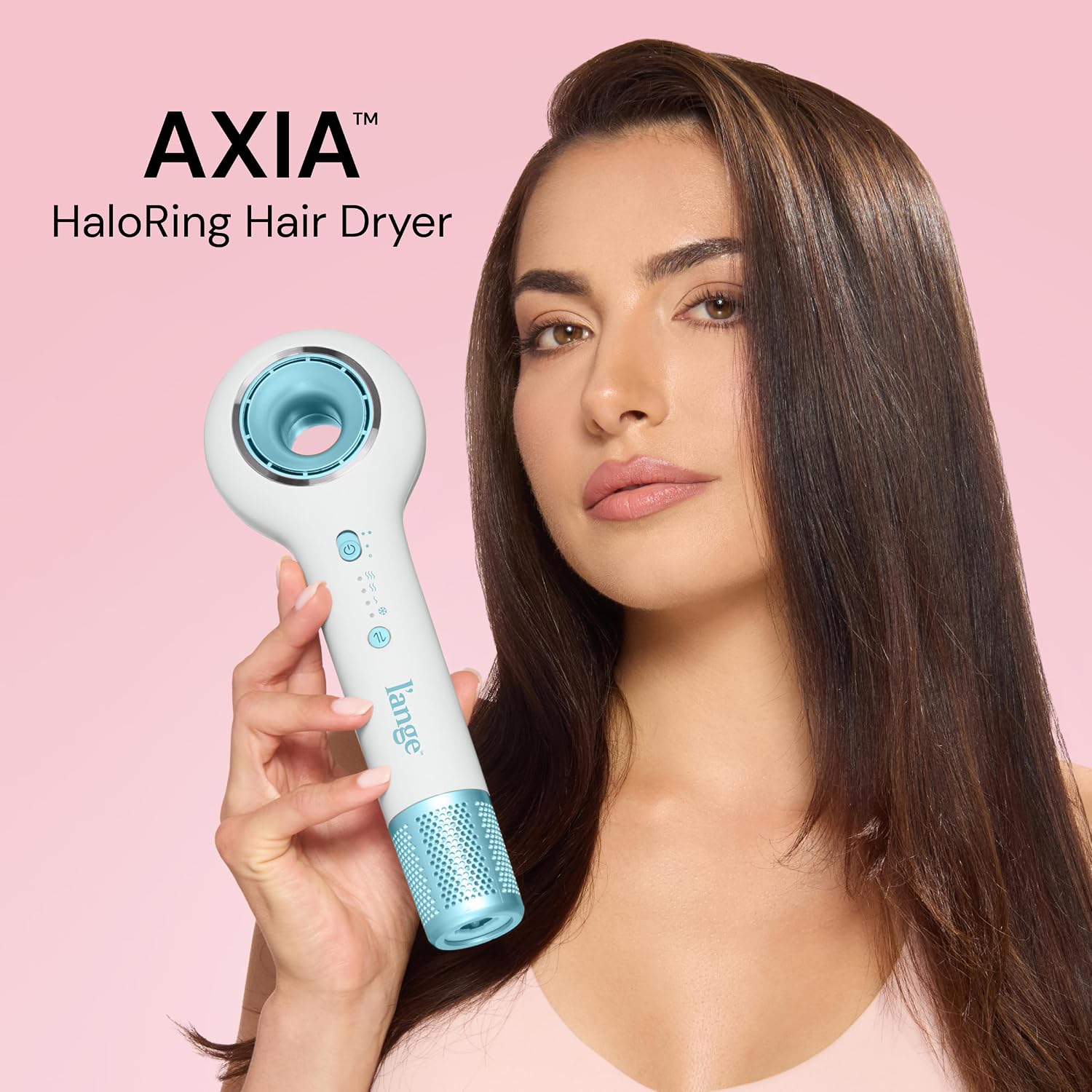 L'ANGE HAIR Axia HaloRing Ionic Hair Dryer | High Speed Professional Blow Dryer for Smooth, Frizz-Free Styles | Lightweight Brushless Motor with Concentrator & Wall Mount | 4 Heat Settings | White