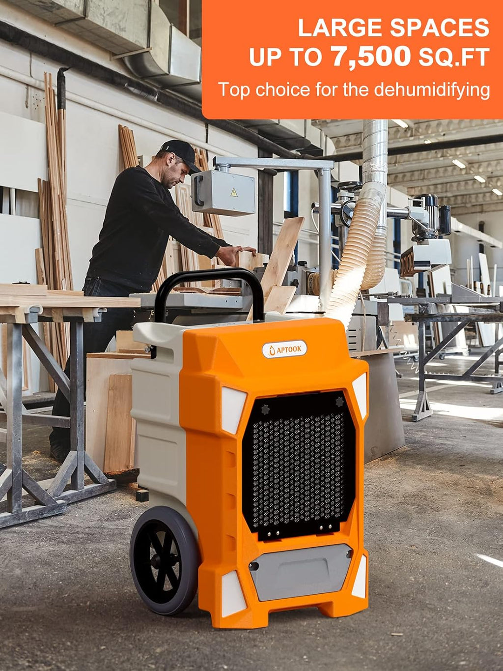 190 PDD Commercial Dehumidifier with Pump Drain Hose, LGR Capacity Industrial Dehumidifier up to 7500 Sq. Ft for Water Damage Restoration, Flood Repair, Crawlspace Basement