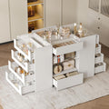 LIVAUVEAD Closet Island with Drawers, Wardrobe Armoire Bedroom Island, Glass Display Shelf & 12 Drawers, White Dresser with Glass Top, Walk-in Closet Island for Bedroom, Cloakroom