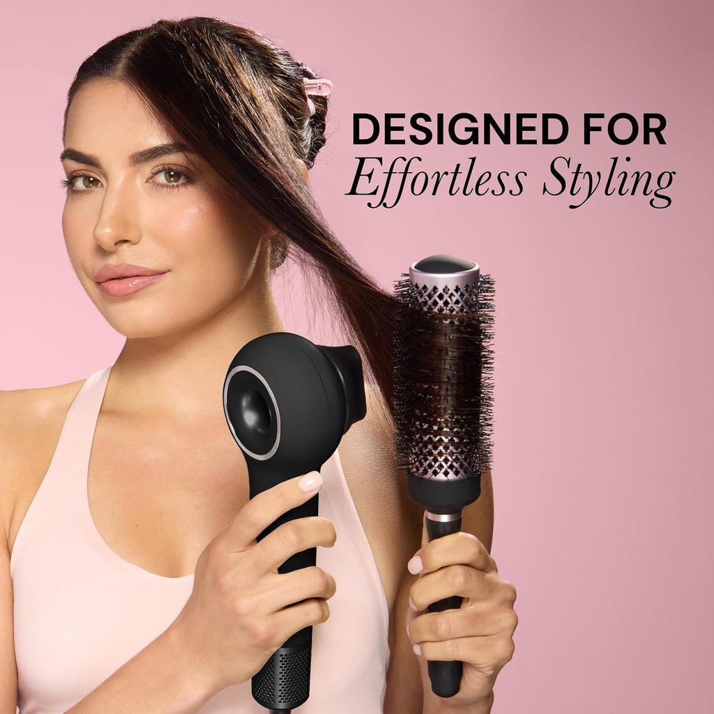 L'ANGE HAIR Axia HaloRing Ionic Hair Dryer | High Speed Professional Blow Dryer for Smooth, Frizz-Free Styles | Lightweight Brushless Motor with Concentrator & Wall Mount | 4 Heat Settings | Black