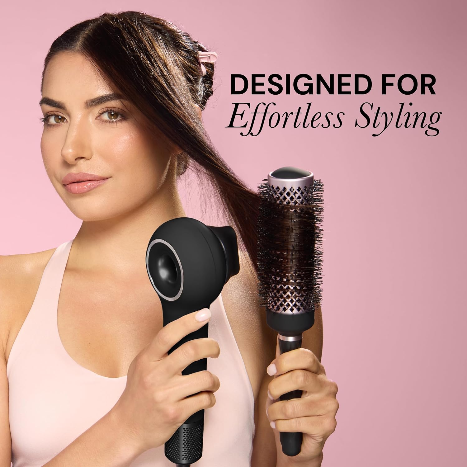 L'ANGE HAIR Axia HaloRing Ionic Hair Dryer | High Speed Professional Blow Dryer for Smooth, Frizz-Free Styles | Lightweight Brushless Motor with Concentrator & Wall Mount | 4 Heat Settings | Black