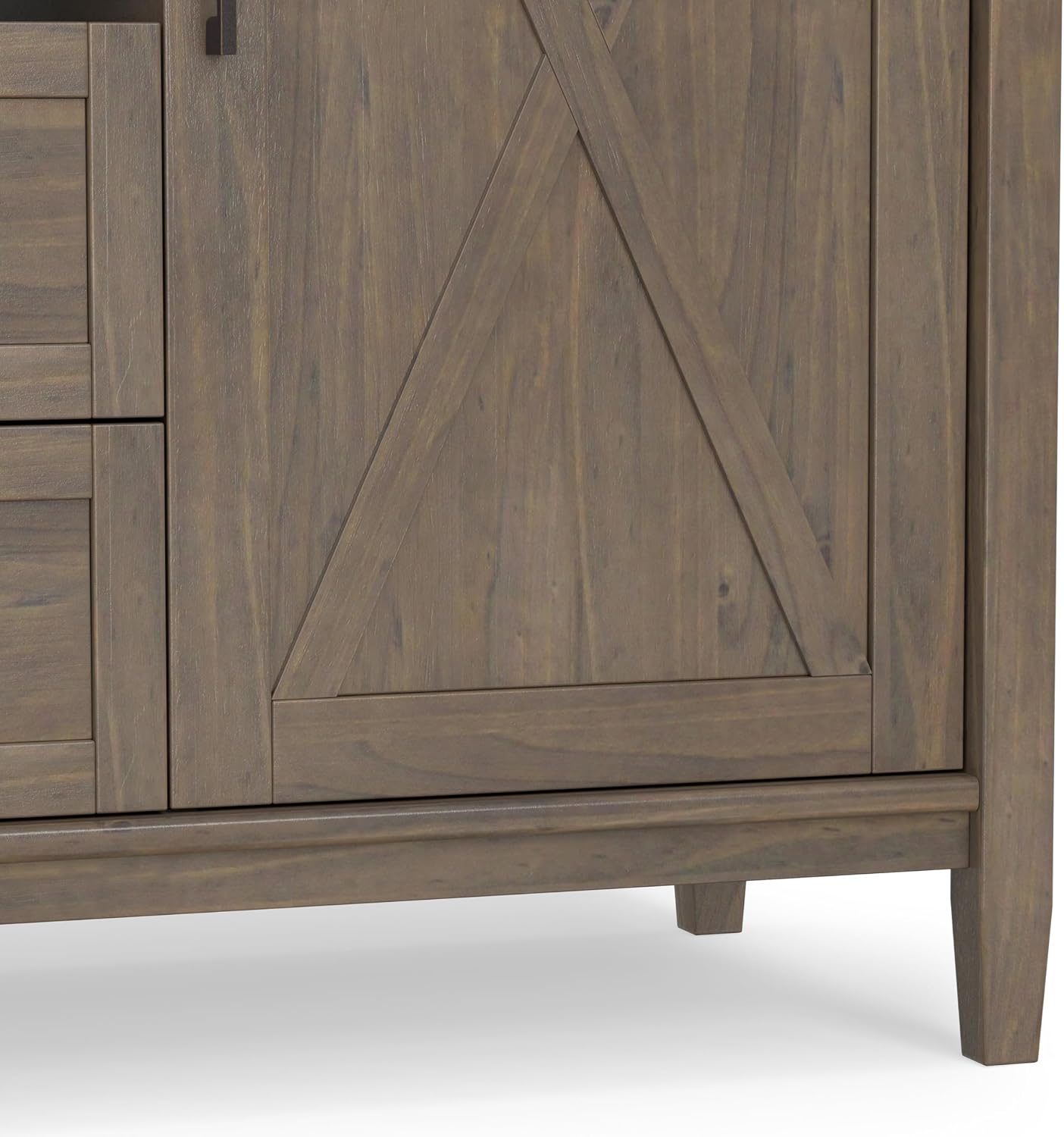 SIMPLIHOME Ela Solid Wood and Pine 54 inch x 18 inch Rectangle Transitional Sideboard with Wine Storage in Smoky Brown for The Dining Room and Kitchen