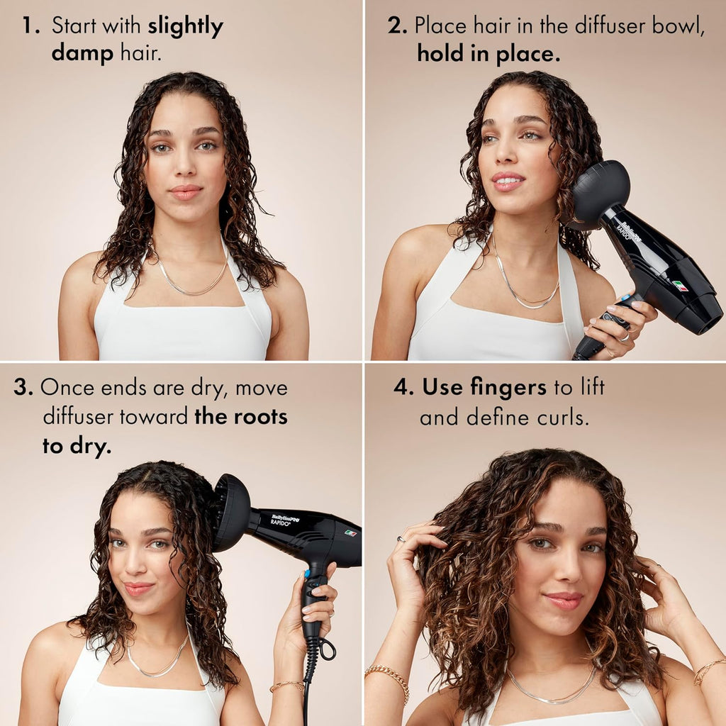 BaBylissPRO Hair Dryer, Nano Titanium Rapido 2000-Watt Blow Dryer, Hair Styling & Appliances, Black, BRAP1